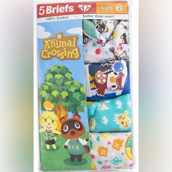 Animal Crossing Boys Briefs Size 6 Nintendo 4 Pack Cotton Underwear - Picture 1 of 6